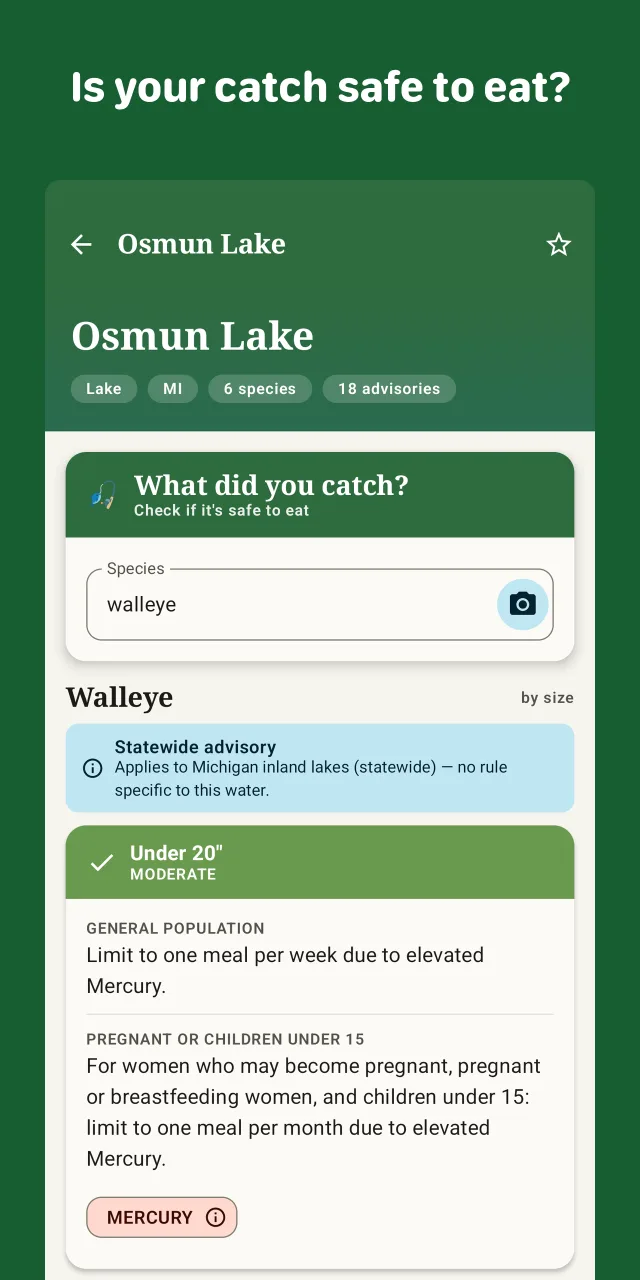 Livewell app advisory and regulations screen